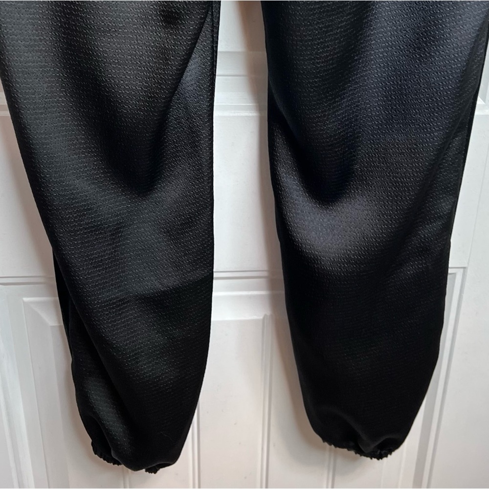 Emily McCarthy Black Downtown Velvet Racing Stripe Jogger Pants. Size Large. - Picture 10 of 13